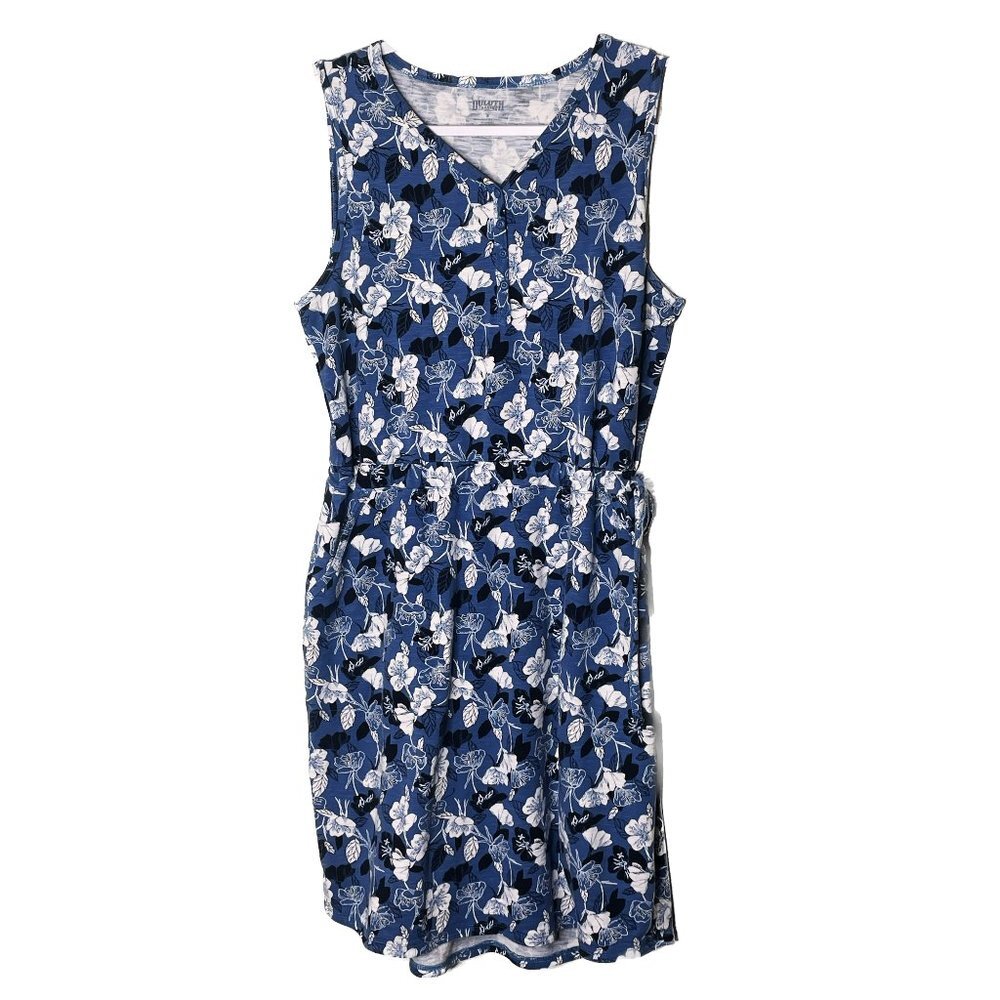 Duluth Trading Co Cotton Blend Button Front Sleeveless Relax Fit Midi Dress Sz S
